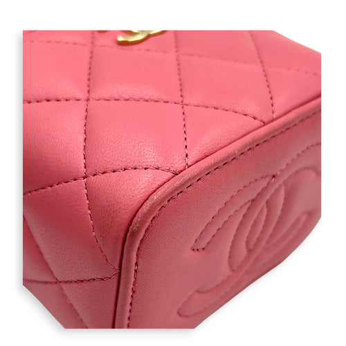Mini Vanity Top Handle Pink Vanity Bag in Lambskin, Gold hardware