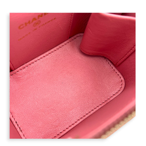 Mini Vanity Top Handle Pink Vanity Bag in Lambskin, Gold hardware
