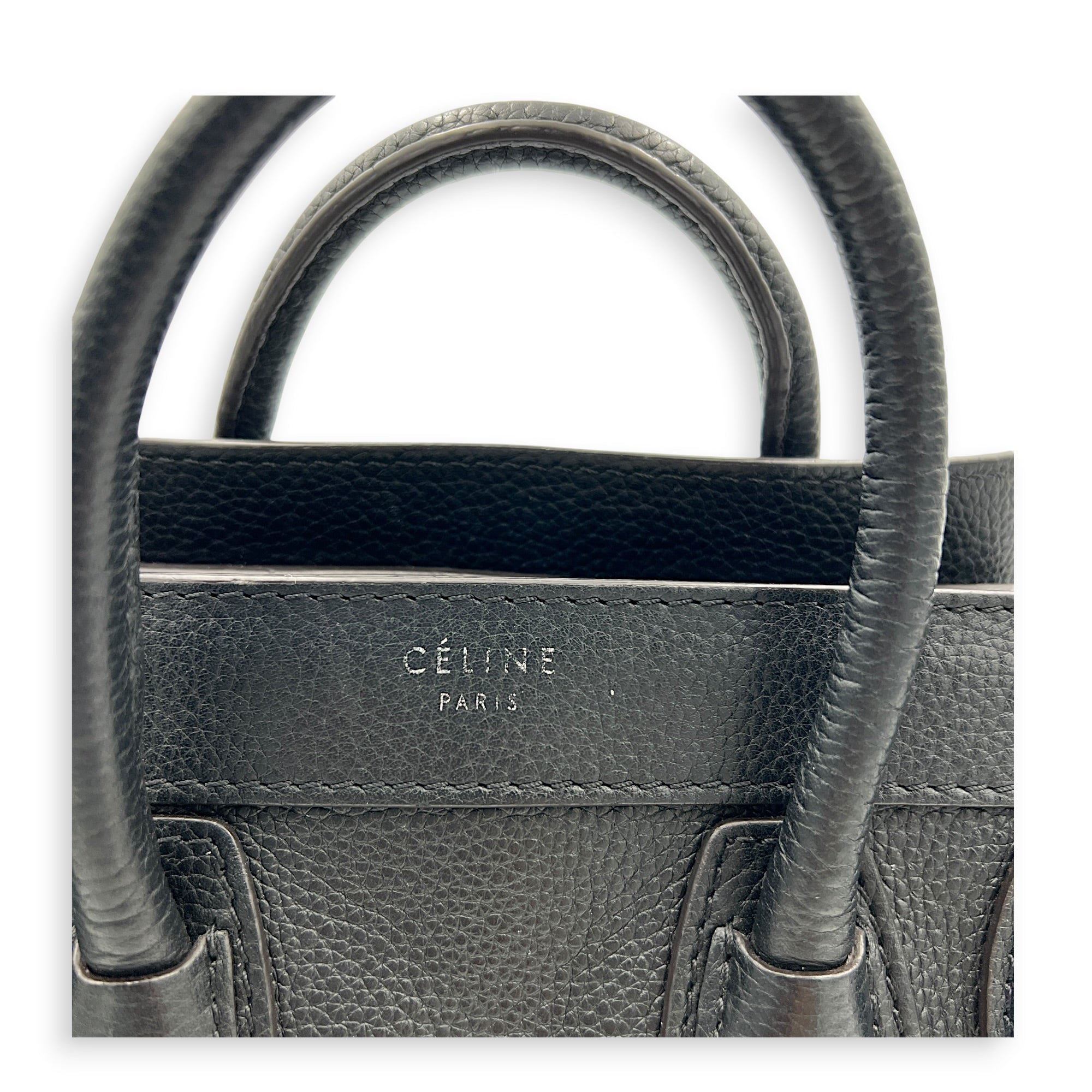 Luggage Top Handle Bag Nano  Black in Calfskin, Silver hardware