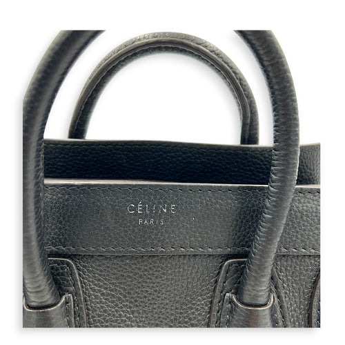 Luggage Top Handle Bag Nano  Black in Calfskin, Silver hardware