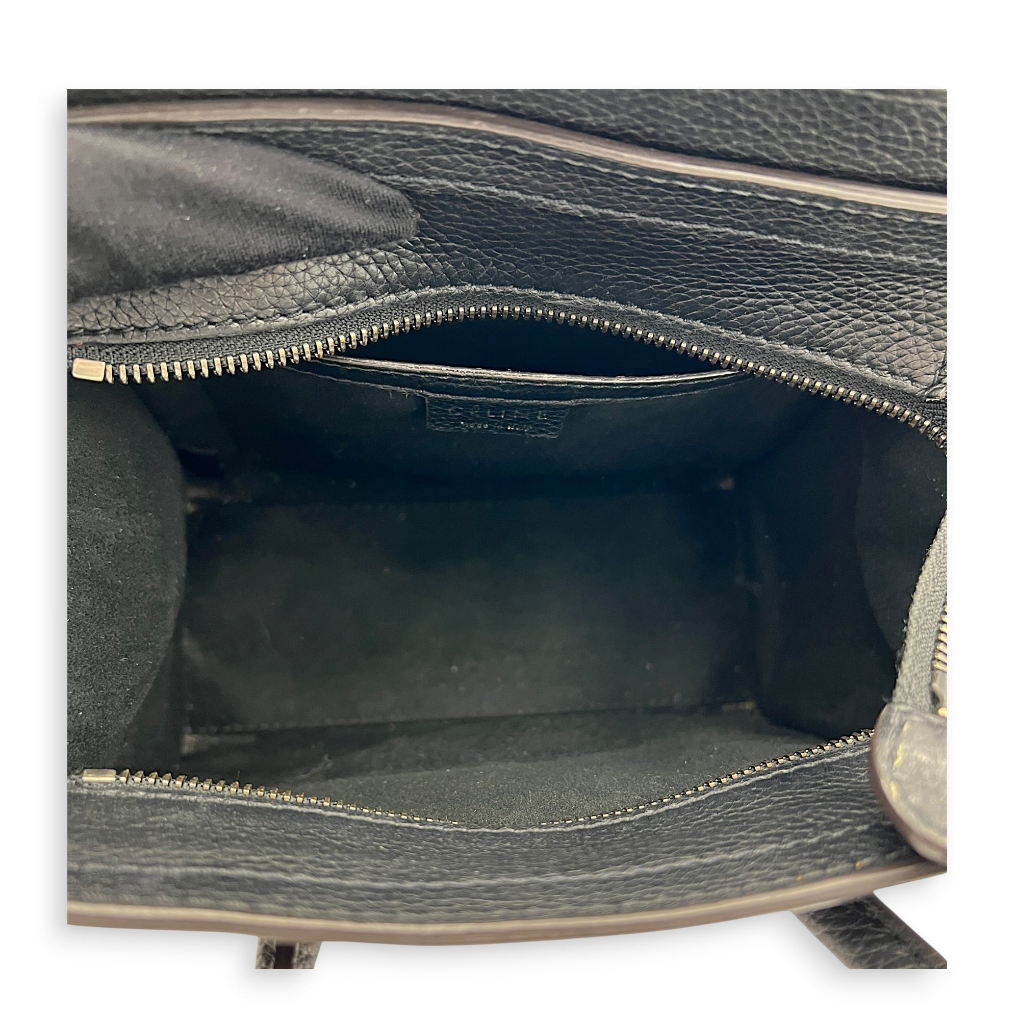Luggage Top Handle Bag Nano  Black in Calfskin, Silver hardware