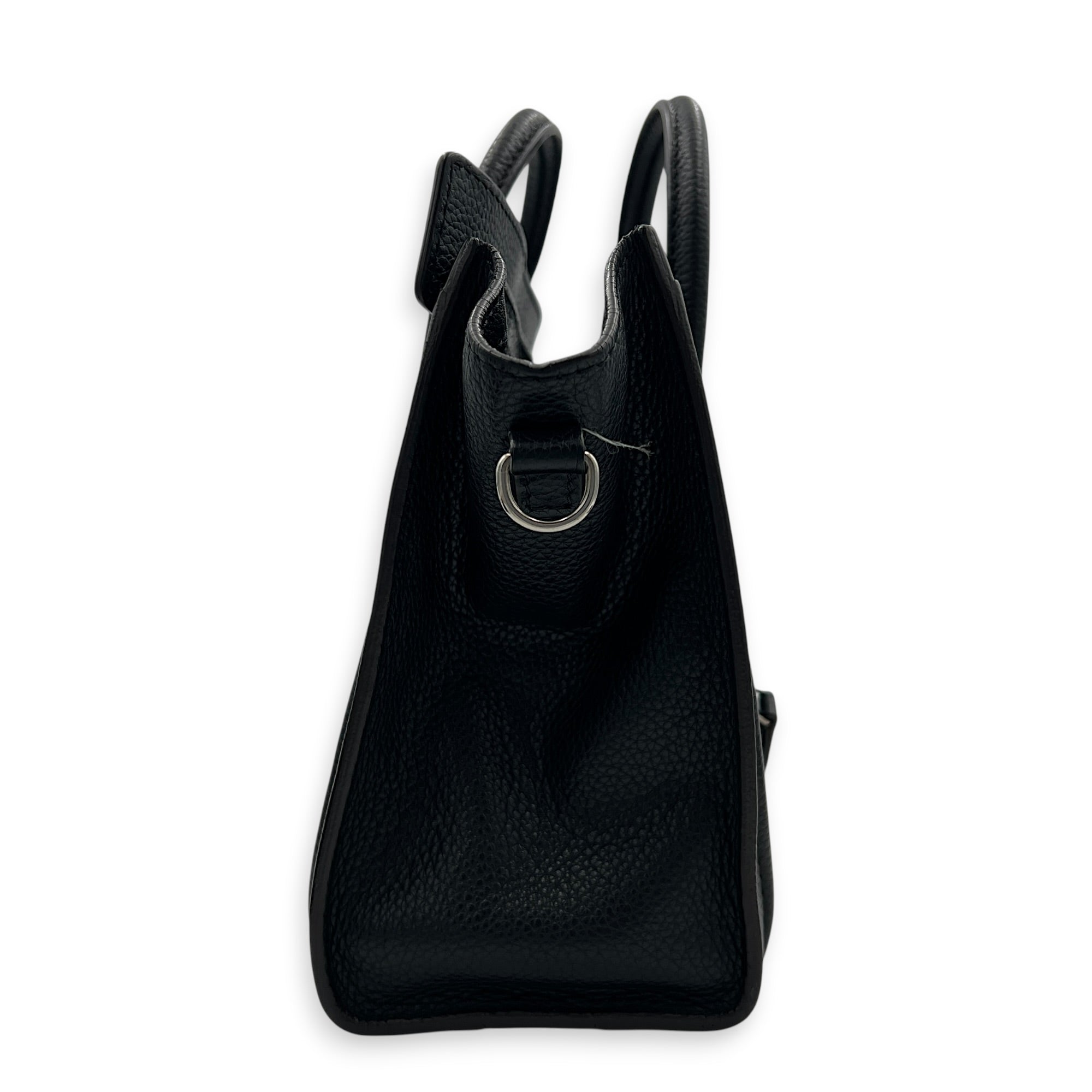 Luggage Top Handle Bag Nano  Black in Calfskin, Silver hardware