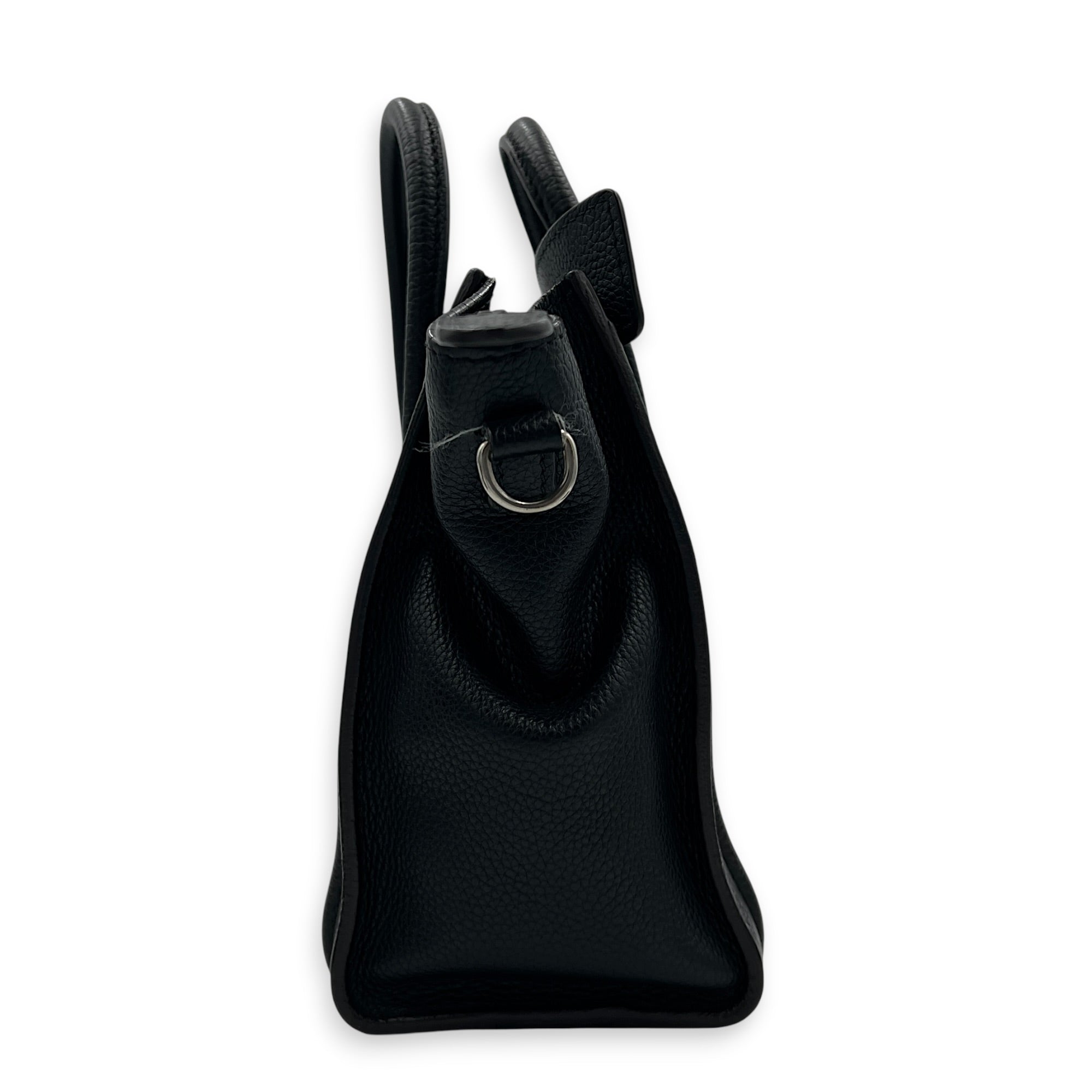 Luggage Top Handle Bag Nano  Black in Calfskin, Silver hardware