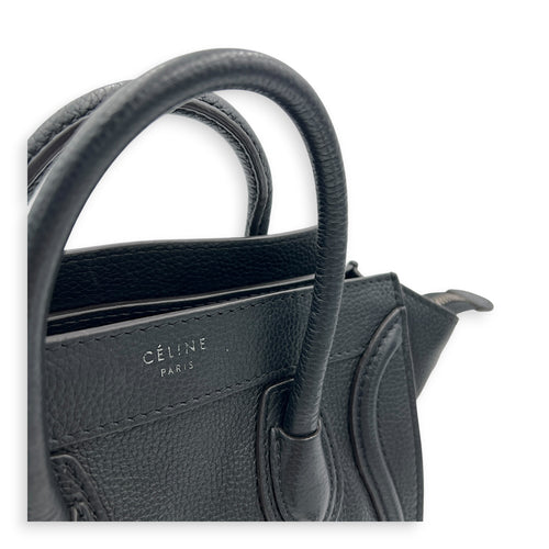 Luggage Top Handle Bag Nano  Black in Calfskin, Silver hardware