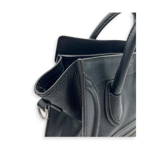 Luggage Top Handle Bag Nano  Black in Calfskin, Silver hardware