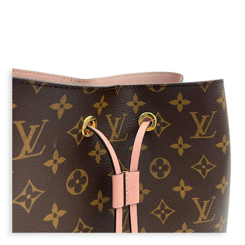 NeoNoe Shoulder Bag MM Brown in Monogram Coated Canvas, Gold hardware