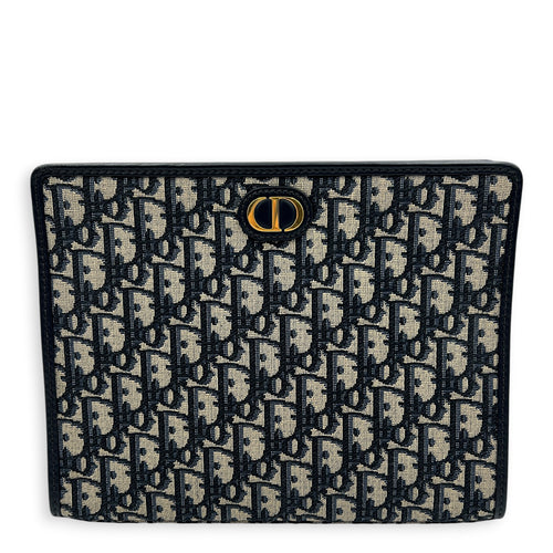 Oblique Blue Clutch in Jacquard, Gold hardware