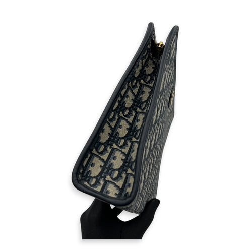 Oblique Blue Clutch in Jacquard, Gold hardware