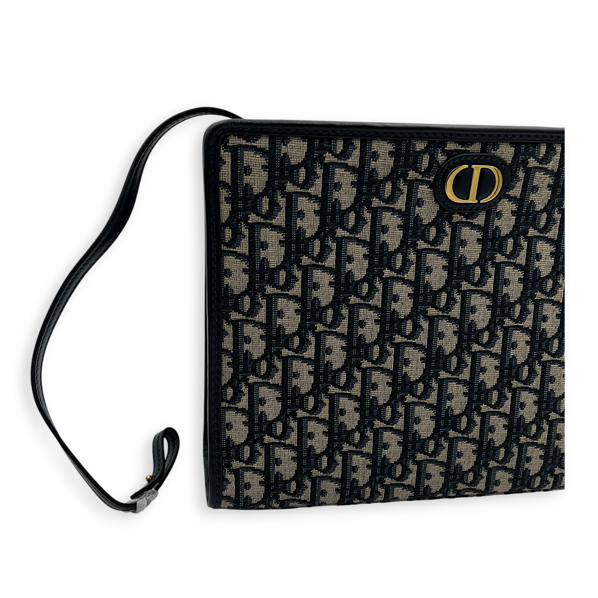 Oblique Blue Clutch in Jacquard, Gold hardware