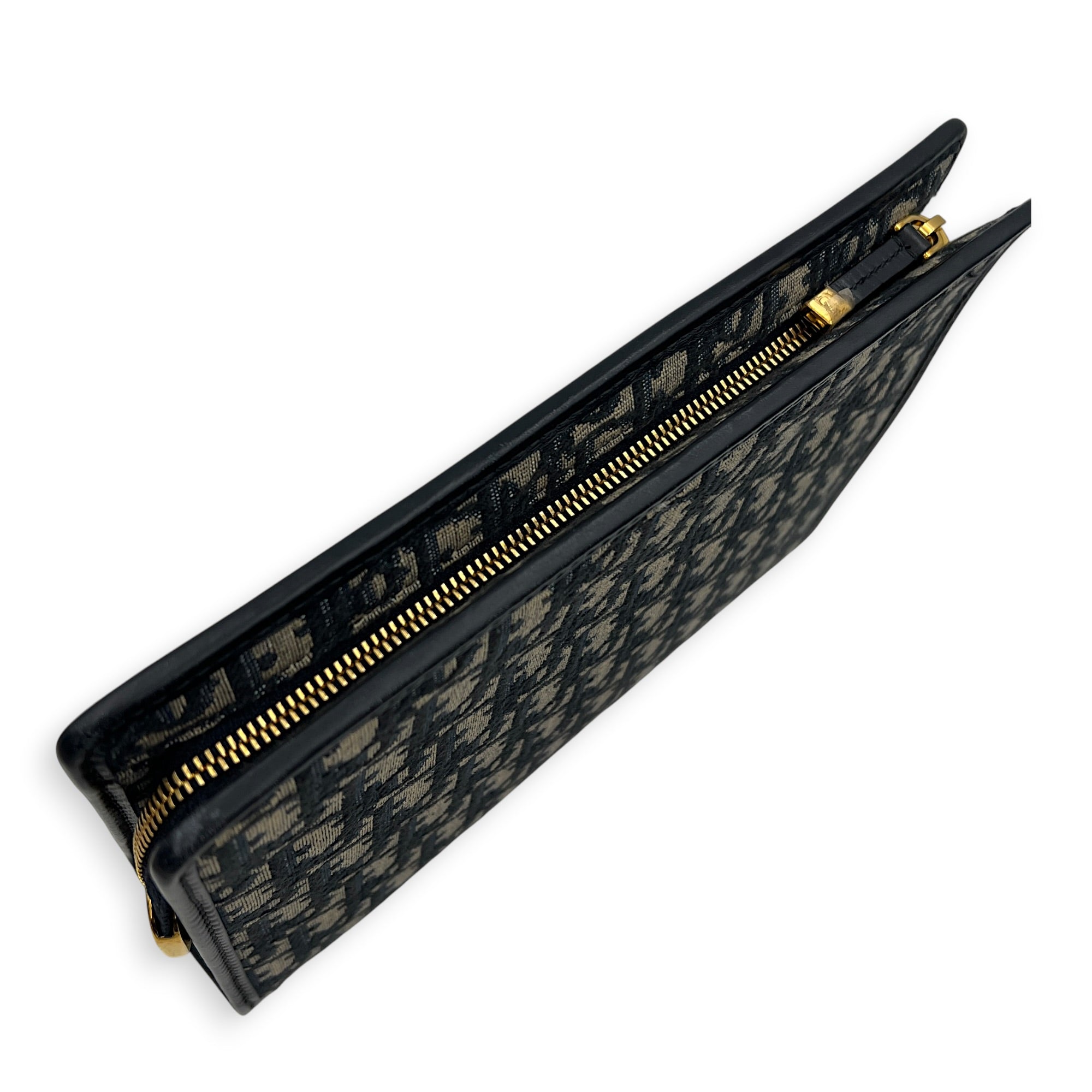 Oblique Blue Clutch in Jacquard, Gold hardware