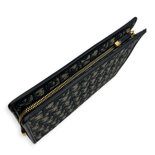 Oblique Blue Clutch in Jacquard, Gold hardware