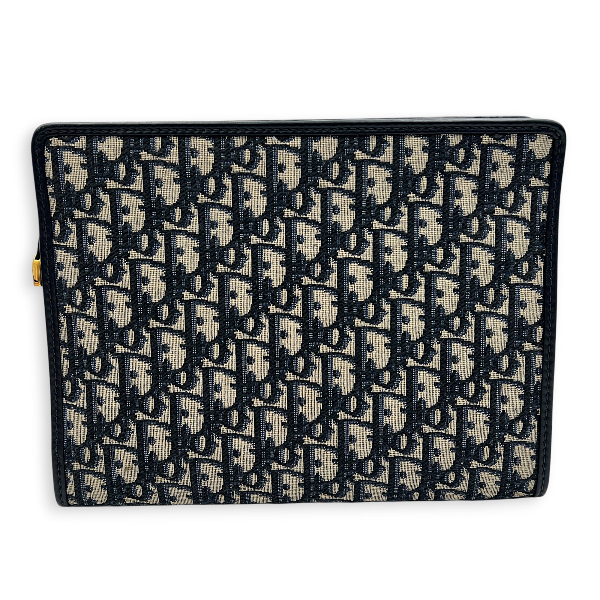 Oblique Blue Clutch in Jacquard, Gold hardware