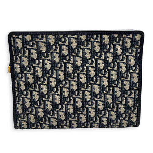 Oblique Blue Clutch in Jacquard, Gold hardware