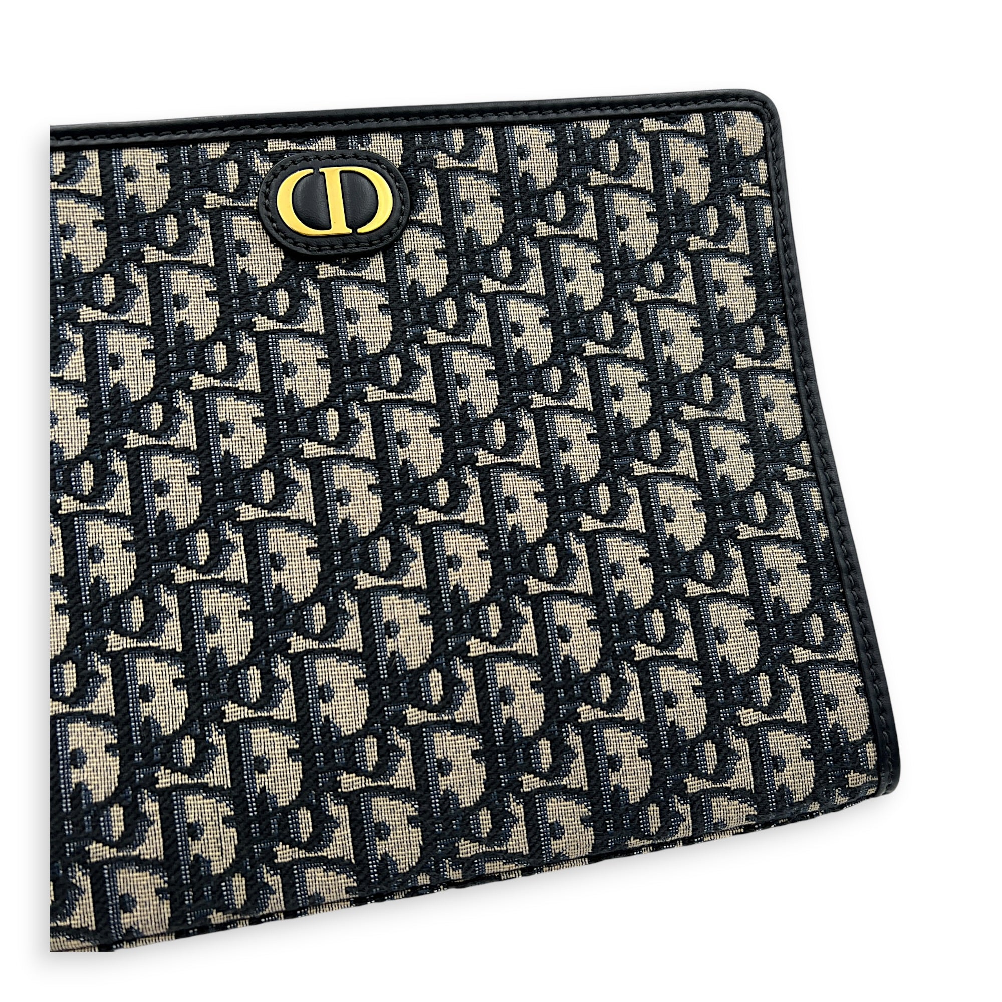 Oblique Blue Clutch in Jacquard, Gold hardware