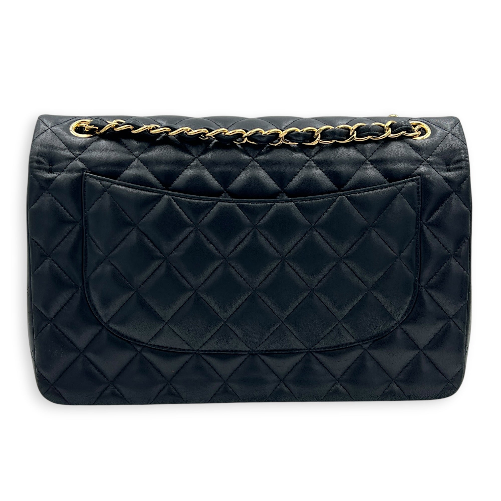 Classic Double Flap Shoulder Bag Jumbo Black in Lambskin, Gold hardware