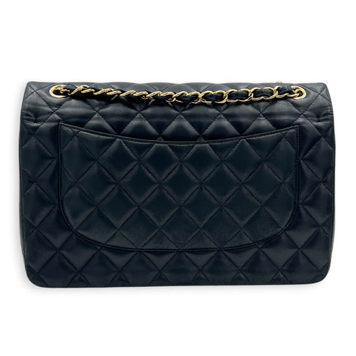 Classic Double Flap Shoulder Bag Jumbo Black in Lambskin, Gold hardware