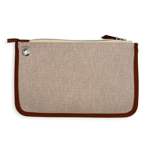 Herbag 39 Ecru-Beige/Fauve Top Handle Bag in Canvas, Palladium hardware