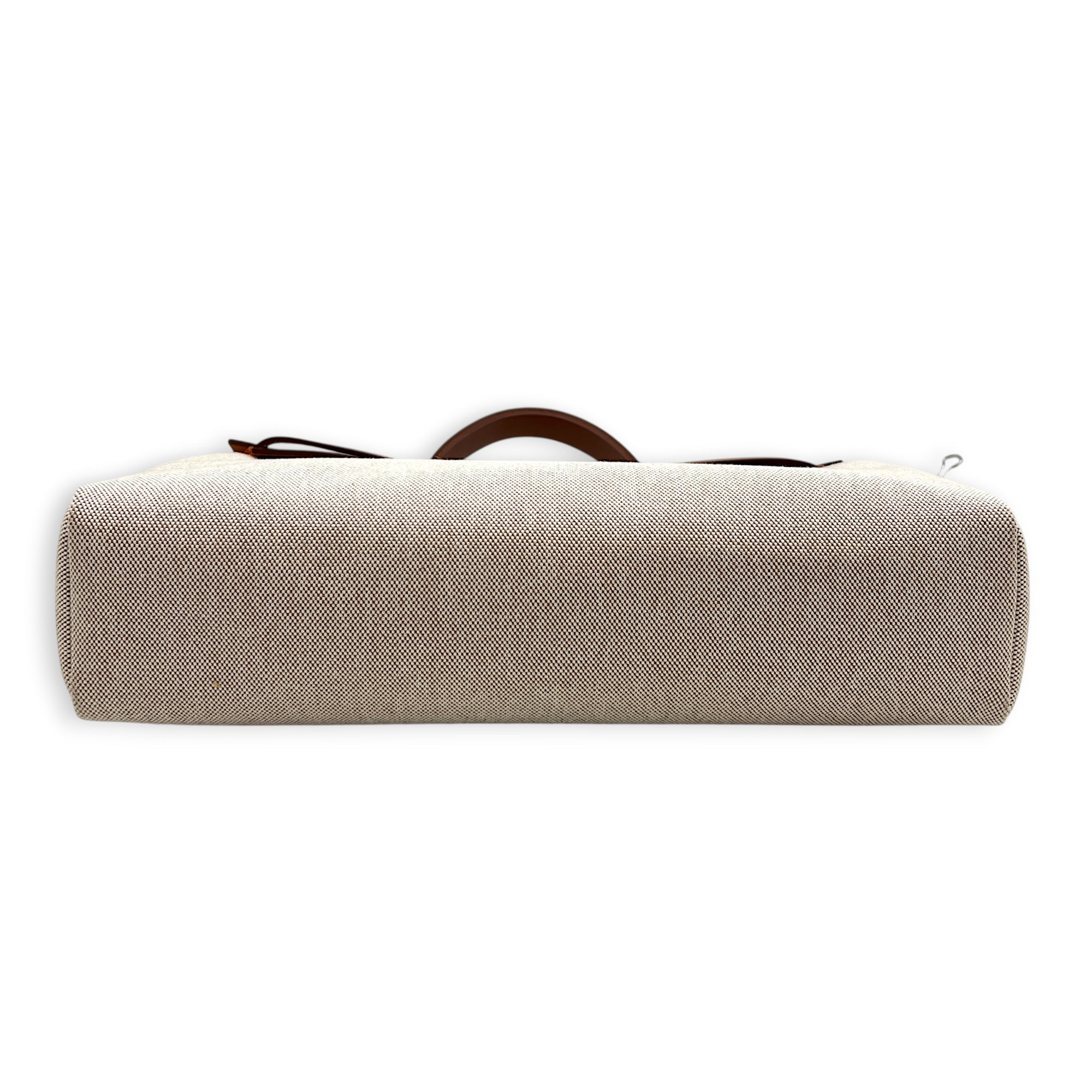 Herbag 39 Ecru-Beige/Fauve Top Handle Bag in Canvas, Palladium hardware