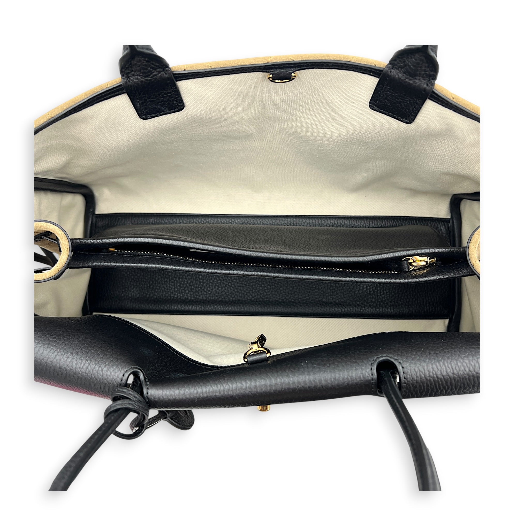 26A Shopping Tote Tote Bag Large Beige in Suede Leather, Gold hardware