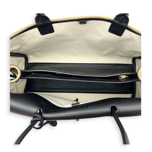 26A Shopping Tote Tote Bag Large Beige in Suede Leather, Gold hardware