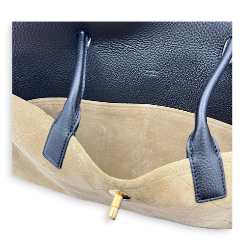 26A Shopping Tote Tote Bag Large Beige in Suede Leather, Gold hardware