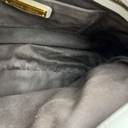 Matelassé Grey/Blue Shoulder Bag in Calfskin, Gold hardware