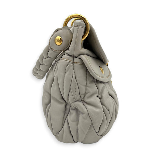 Matelassé Grey/Blue Shoulder Bag in Calfskin, Gold hardware