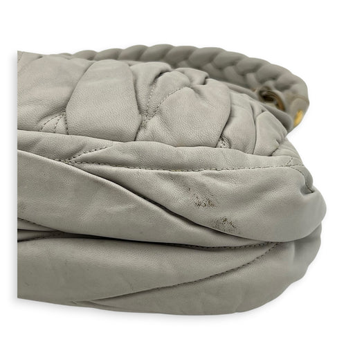 Matelassé Grey/Blue Shoulder Bag in Calfskin, Gold hardware