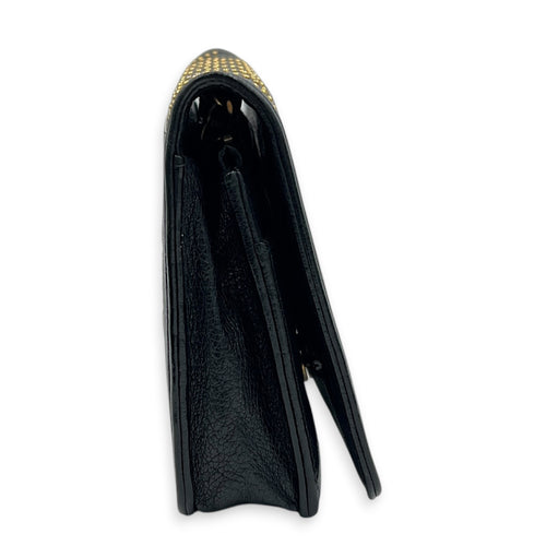Studded Boy Black Wallet On Chain in Calfskin, Gold hardware