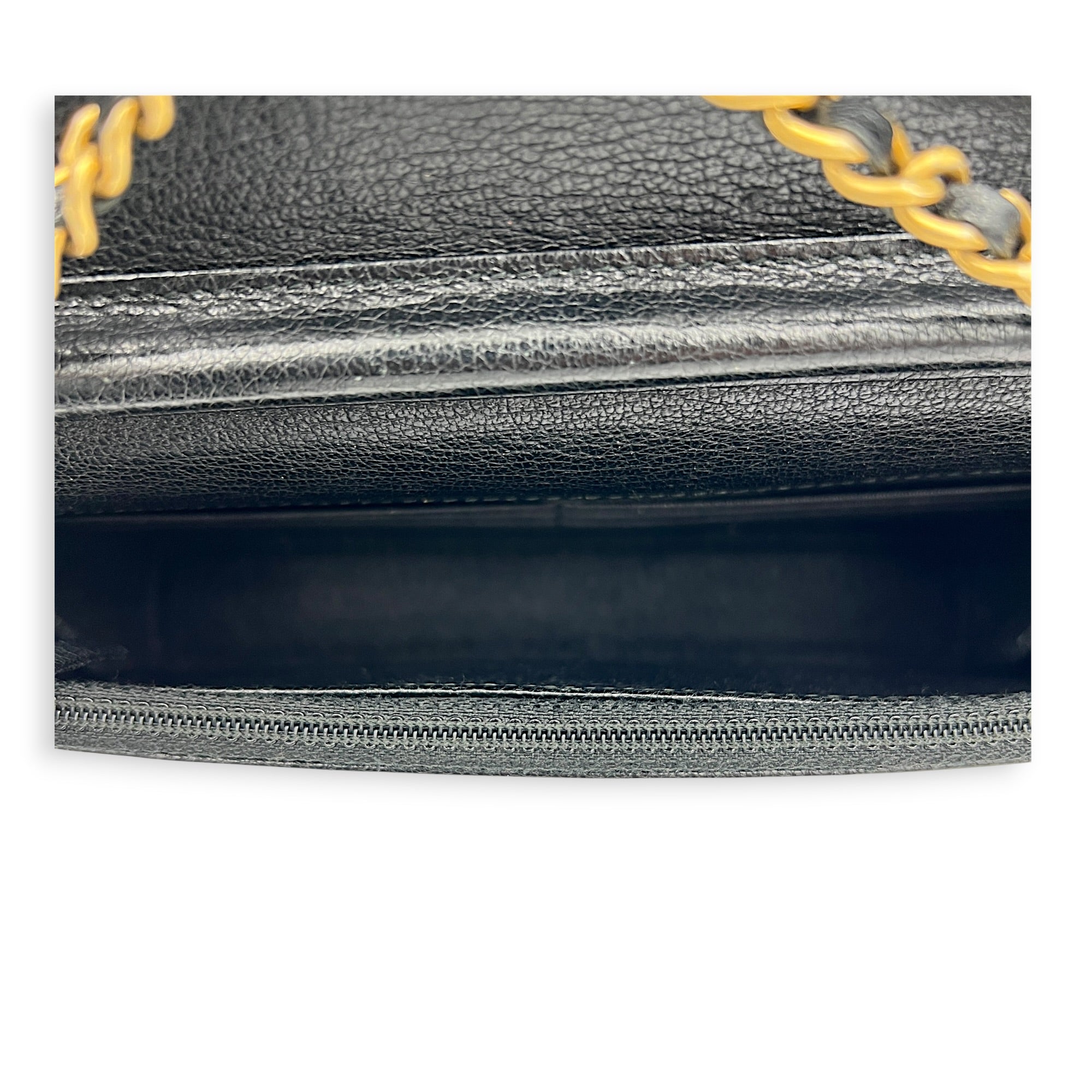 Studded Boy Black Wallet On Chain in Calfskin, Gold hardware