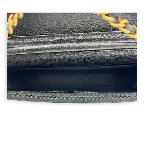 Studded Boy Black Wallet On Chain in Calfskin, Gold hardware
