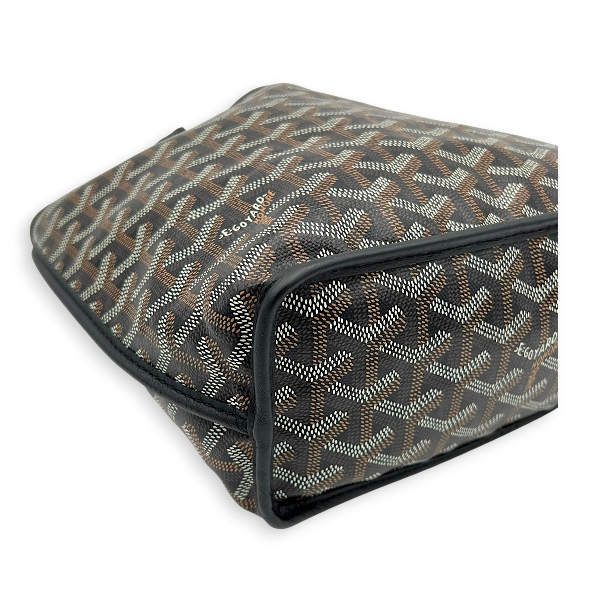 Anjou Tote Bag Mini Black in Coated Canvas, Silver hardware