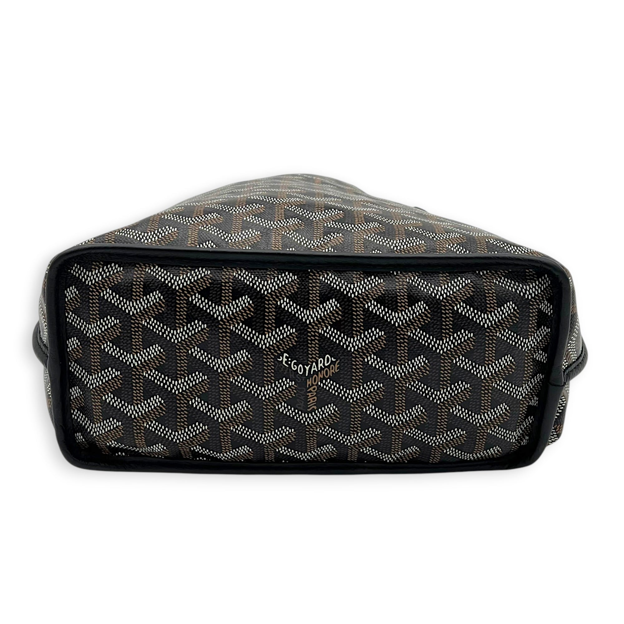 Anjou Tote Bag Mini Black in Coated Canvas, Silver hardware