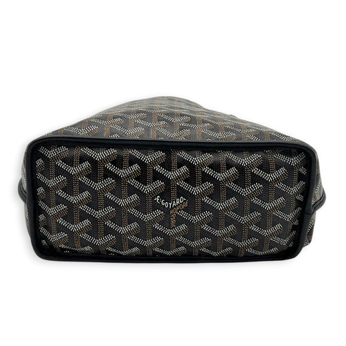 Anjou Tote Bag Mini Black in Coated Canvas, Silver hardware