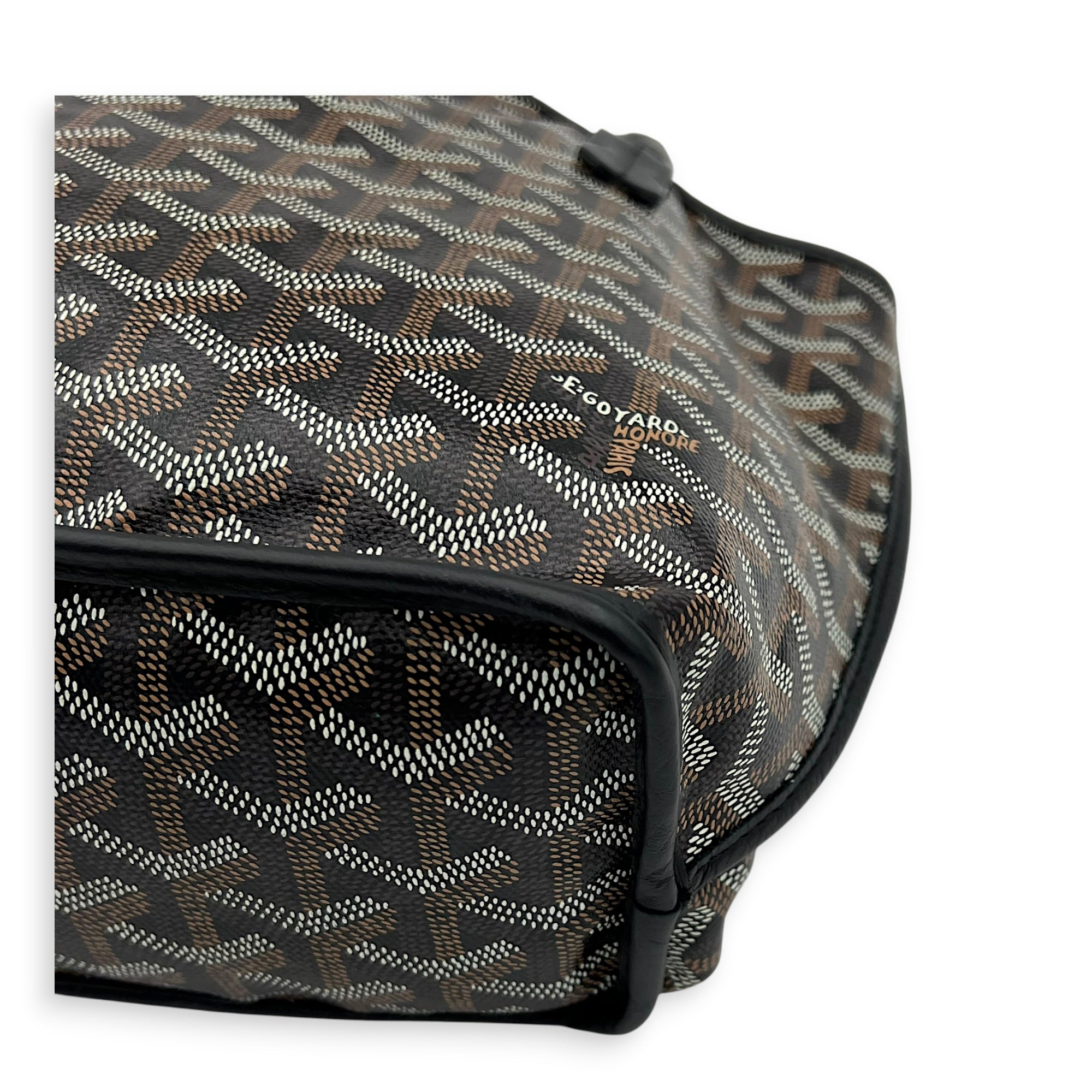 Anjou Tote Bag Mini Black in Coated Canvas, Silver hardware