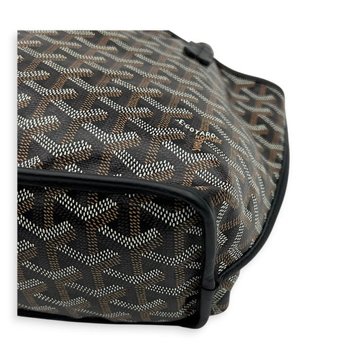 Anjou Tote Bag Mini Black in Coated Canvas, Silver hardware