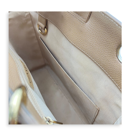 PST Beige Tote Bag in Caviar Leather, Gold hardware