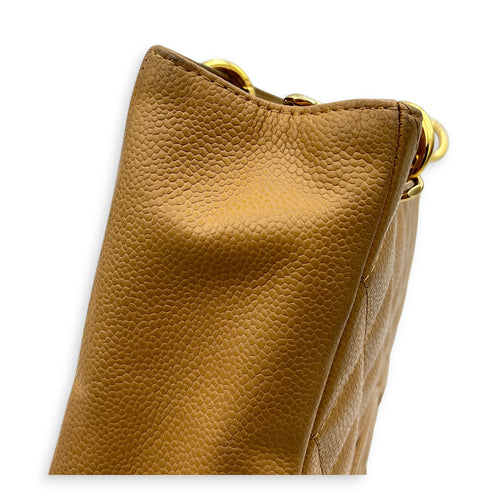 PST Beige Tote Bag in Caviar Leather, Gold hardware