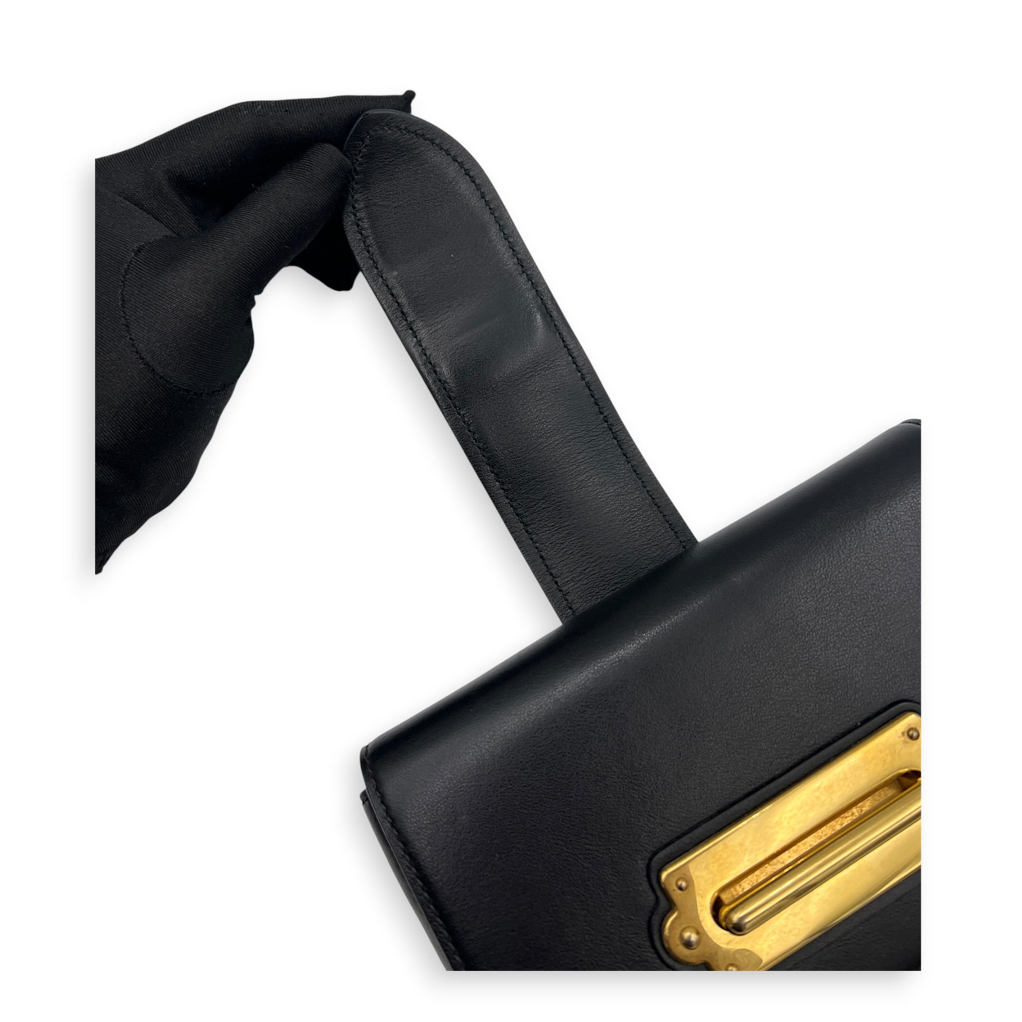 Cahier Belt Bag Black in Calfskin, Gold hardware