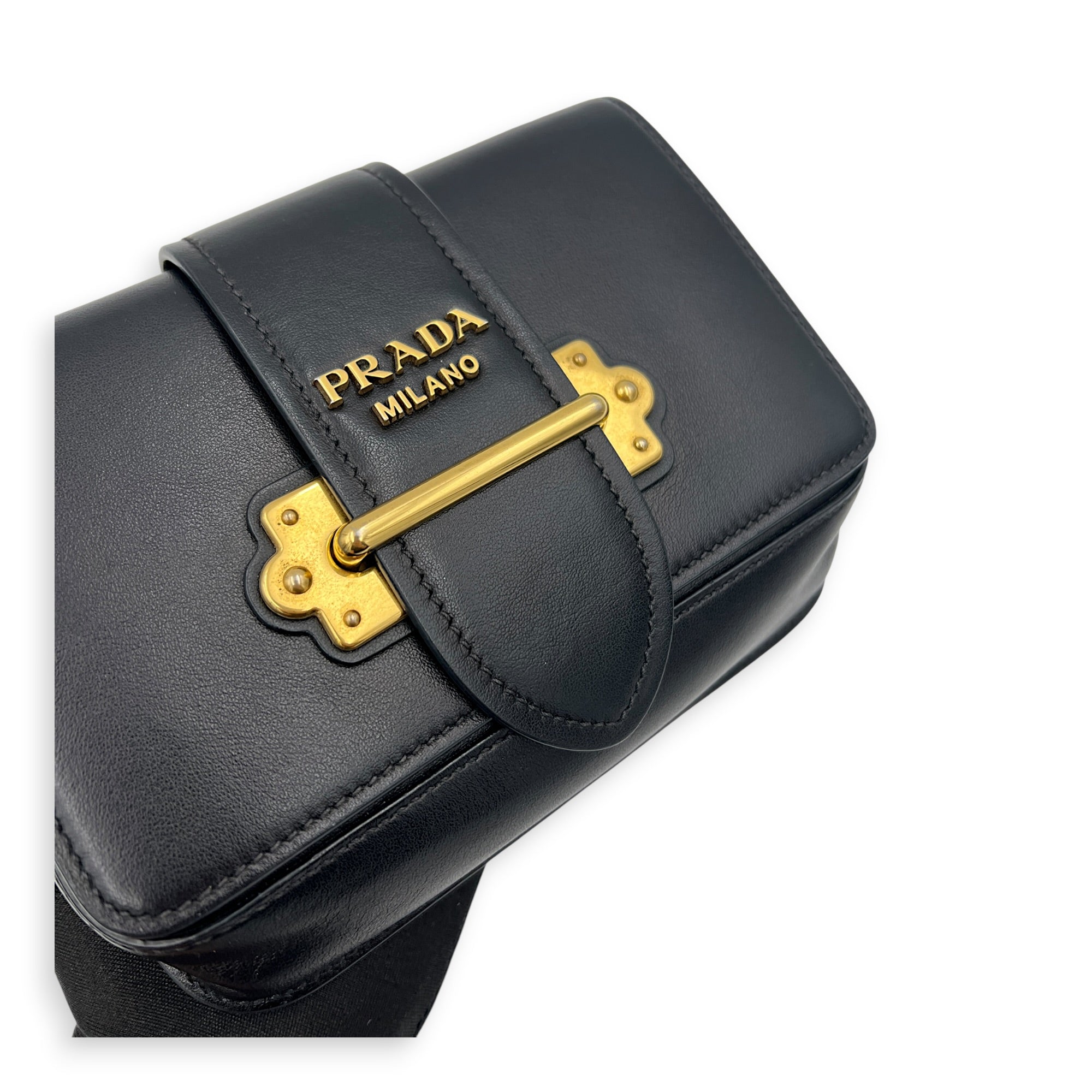 Cahier Belt Bag Black in Calfskin, Gold hardware