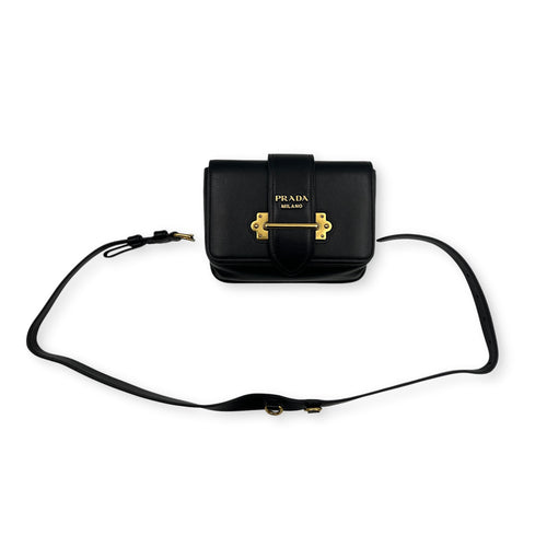 Cahier Belt Bag Black in Calfskin, Gold hardware
