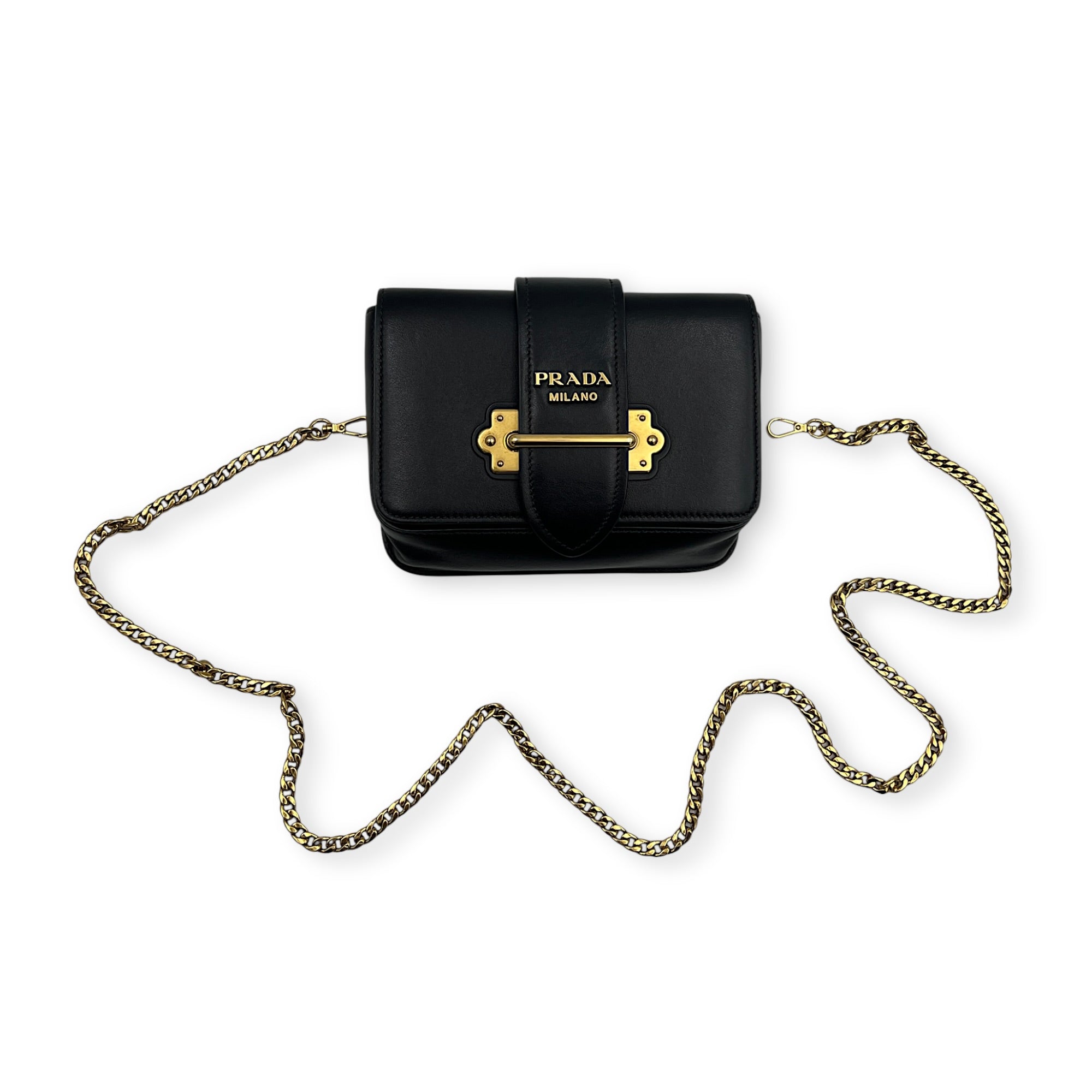 Cahier Belt Bag Black in Calfskin, Gold hardware