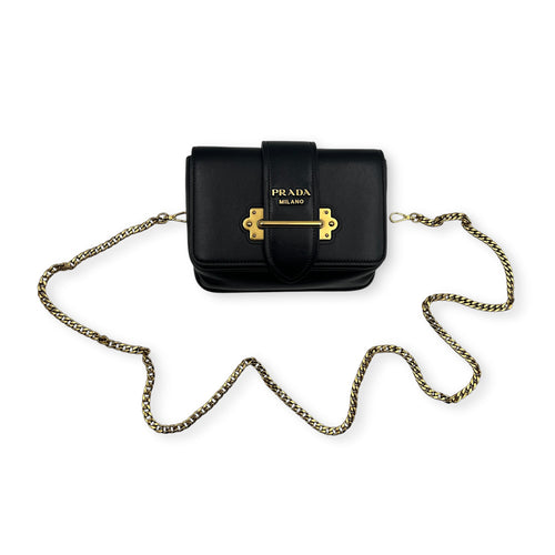 Cahier Belt Bag Black in Calfskin, Gold hardware
