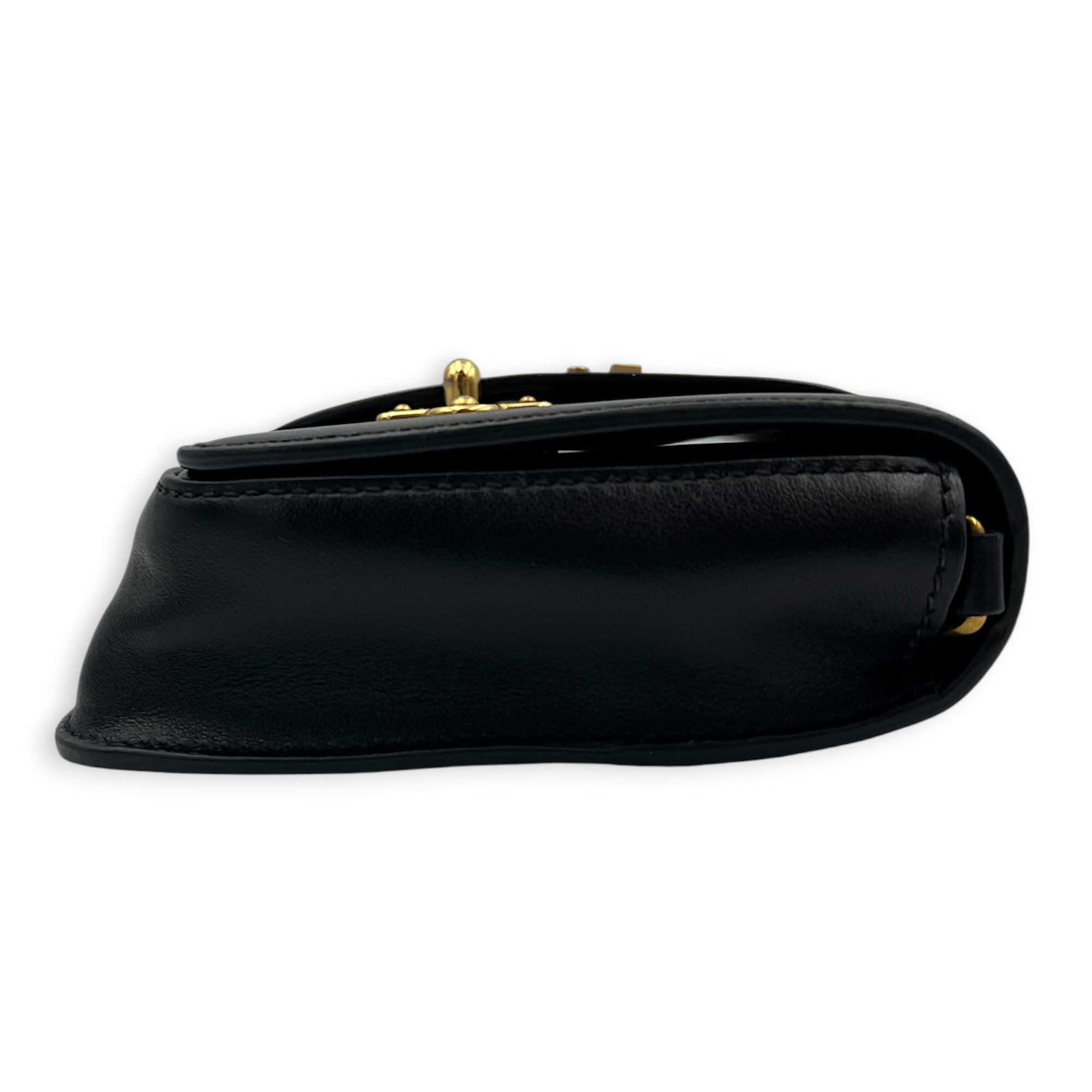 Cahier Belt Bag Black in Calfskin, Gold hardware
