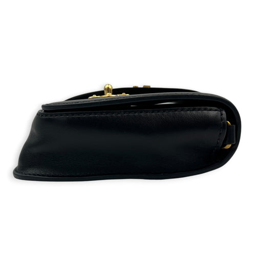 Cahier Belt Bag Black in Calfskin, Gold hardware