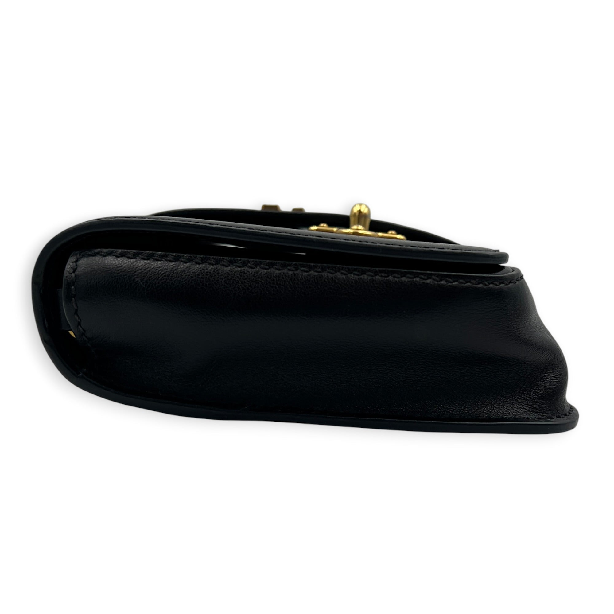 Cahier Belt Bag Black in Calfskin, Gold hardware