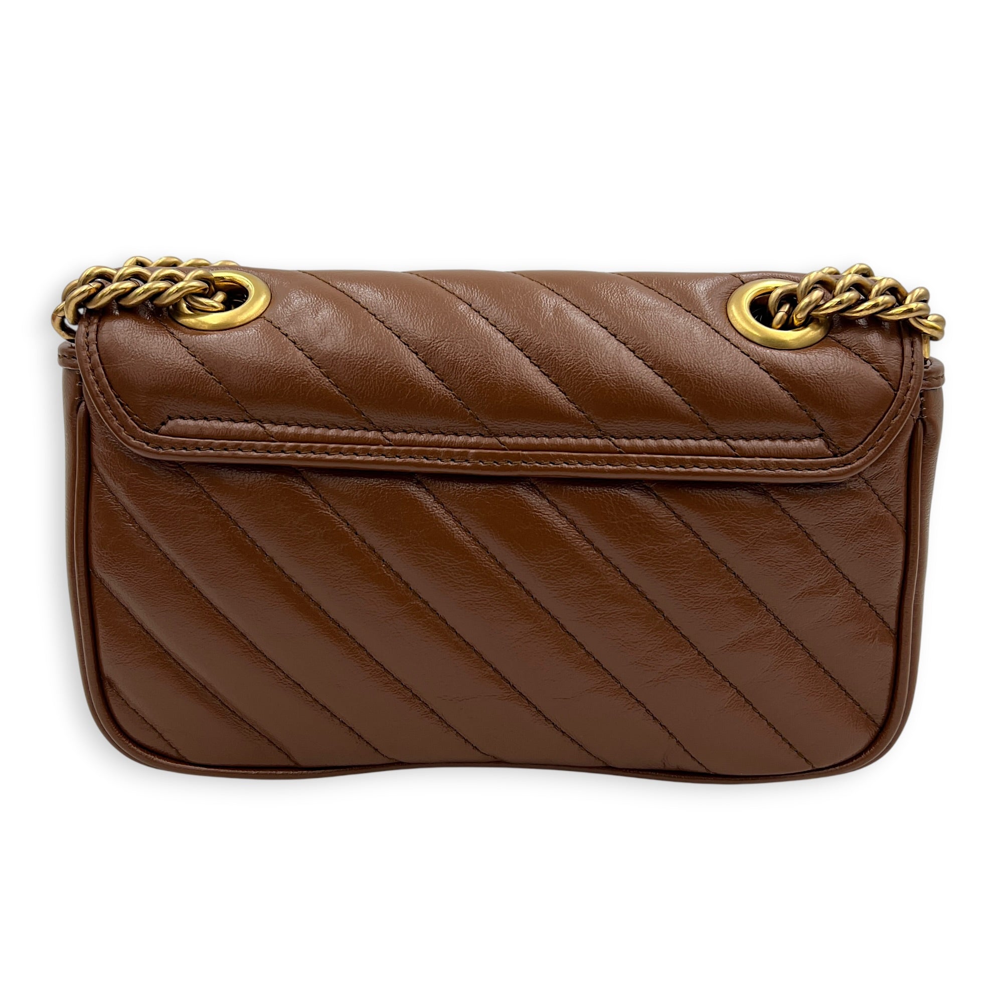 GG Marmont Shoulder Bag Brown in Calfskin, Gold hardware