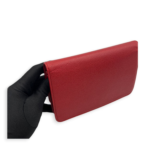 Timeless CC Wallet On Chain Red in Caviar Leather, Silver hardware
