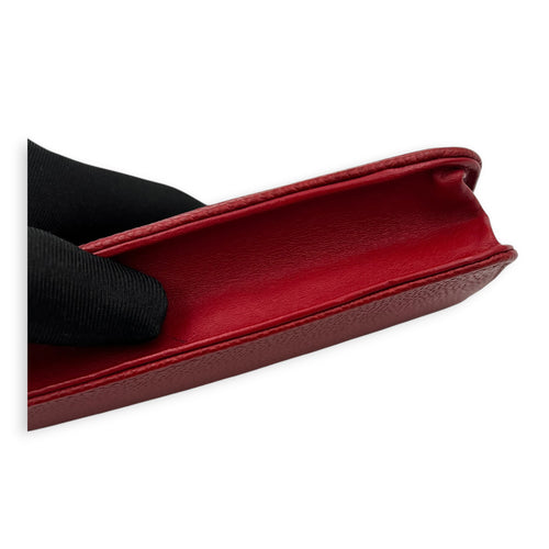 Timeless CC Wallet On Chain Red in Caviar Leather, Silver hardware