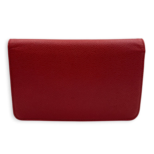 Timeless CC Wallet On Chain Red in Caviar Leather, Silver hardware